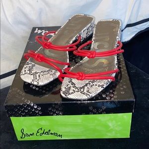 Worn Once Sam Edelman Red and Snake Print sandal